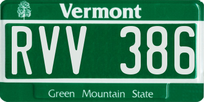 VT license plate RVV386