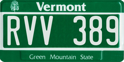 VT license plate RVV389