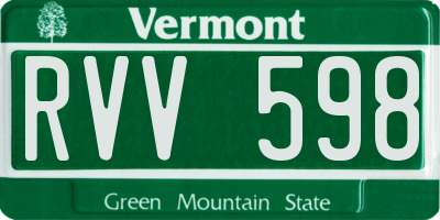 VT license plate RVV598