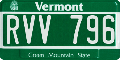 VT license plate RVV796