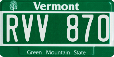 VT license plate RVV870