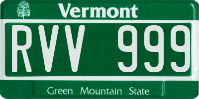 VT license plate RVV999
