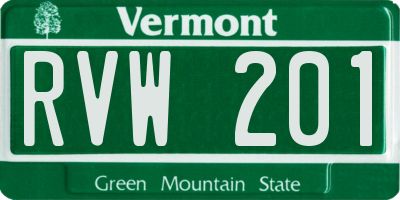 VT license plate RVW201