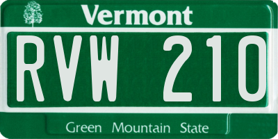 VT license plate RVW210