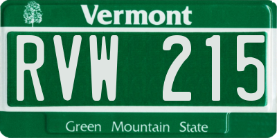 VT license plate RVW215