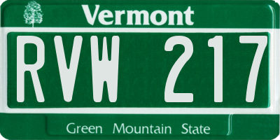 VT license plate RVW217