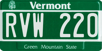 VT license plate RVW220