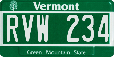 VT license plate RVW234