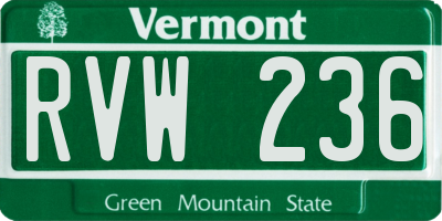 VT license plate RVW236