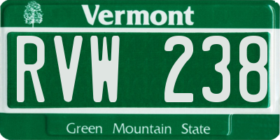 VT license plate RVW238