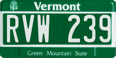 VT license plate RVW239