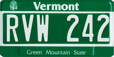 VT license plate RVW242