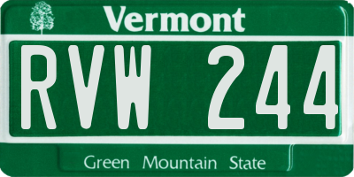 VT license plate RVW244