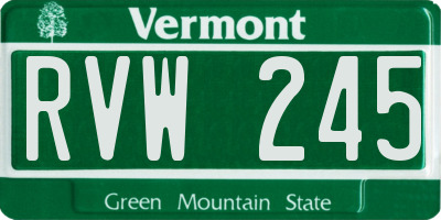 VT license plate RVW245