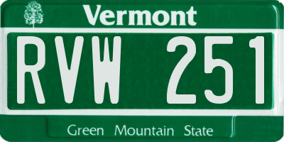VT license plate RVW251
