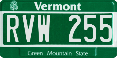 VT license plate RVW255