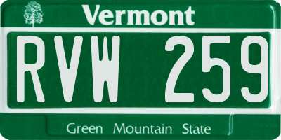 VT license plate RVW259