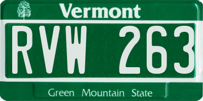 VT license plate RVW263