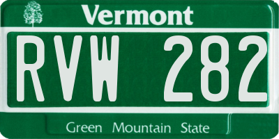 VT license plate RVW282