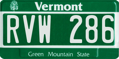 VT license plate RVW286