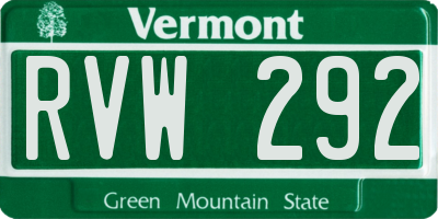 VT license plate RVW292