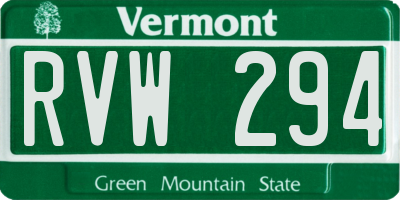 VT license plate RVW294