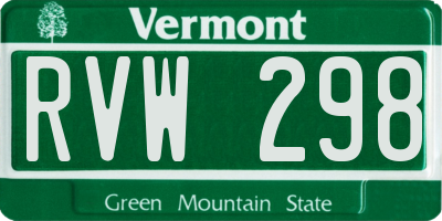 VT license plate RVW298