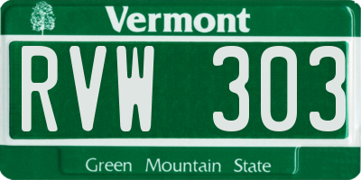 VT license plate RVW303