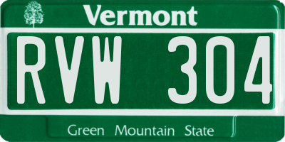 VT license plate RVW304