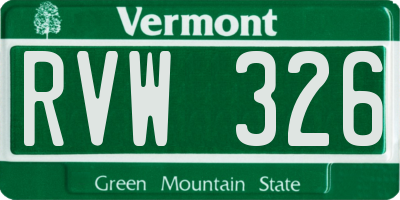 VT license plate RVW326