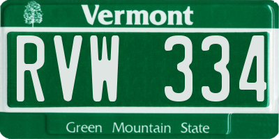 VT license plate RVW334
