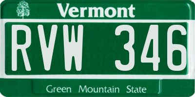 VT license plate RVW346