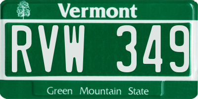 VT license plate RVW349