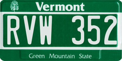 VT license plate RVW352