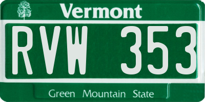 VT license plate RVW353