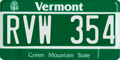 VT license plate RVW354