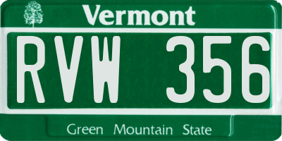 VT license plate RVW356