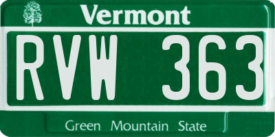 VT license plate RVW363