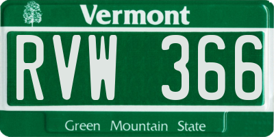 VT license plate RVW366