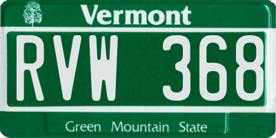 VT license plate RVW368