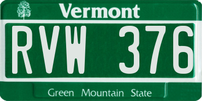 VT license plate RVW376