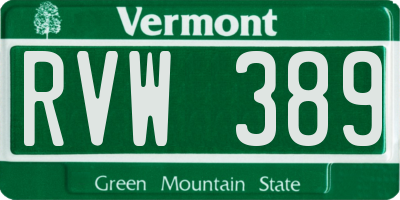 VT license plate RVW389