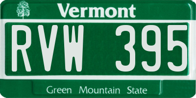VT license plate RVW395