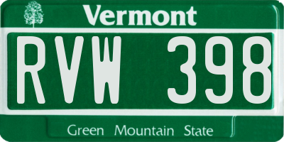 VT license plate RVW398