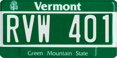VT license plate RVW401