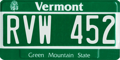 VT license plate RVW452