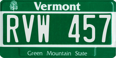 VT license plate RVW457