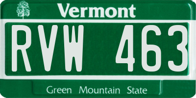 VT license plate RVW463