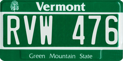 VT license plate RVW476
