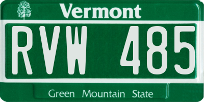 VT license plate RVW485